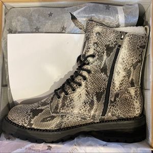 Snakeskin combat boots
